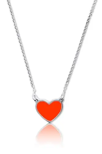 Aka Gioielli® - Collana con Ciondolo Cuore Arancione in Argento 925 Rodiato, Smaltato Dipinto a Mano, Regalo Donna e
