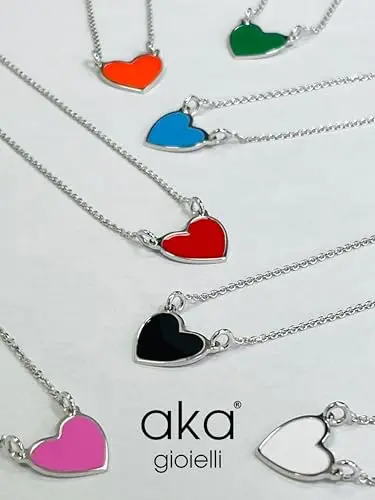 Aka Gioielli® - Collana con Ciondolo Cuore Azzurro in Argento 925 Rodiato, Smaltato Dipinto a Mano, Regalo Donna e miniatura 3