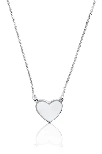 Aka Gioielli® - Collana con Ciondolo Cuore Bianco in Argento 925 Rodiato, Smaltato Dipinto a Mano, Regalo Donna e