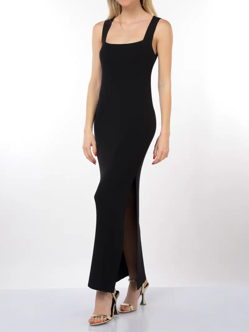 abito lungo da donna Akep in maglia senza maniche NERO