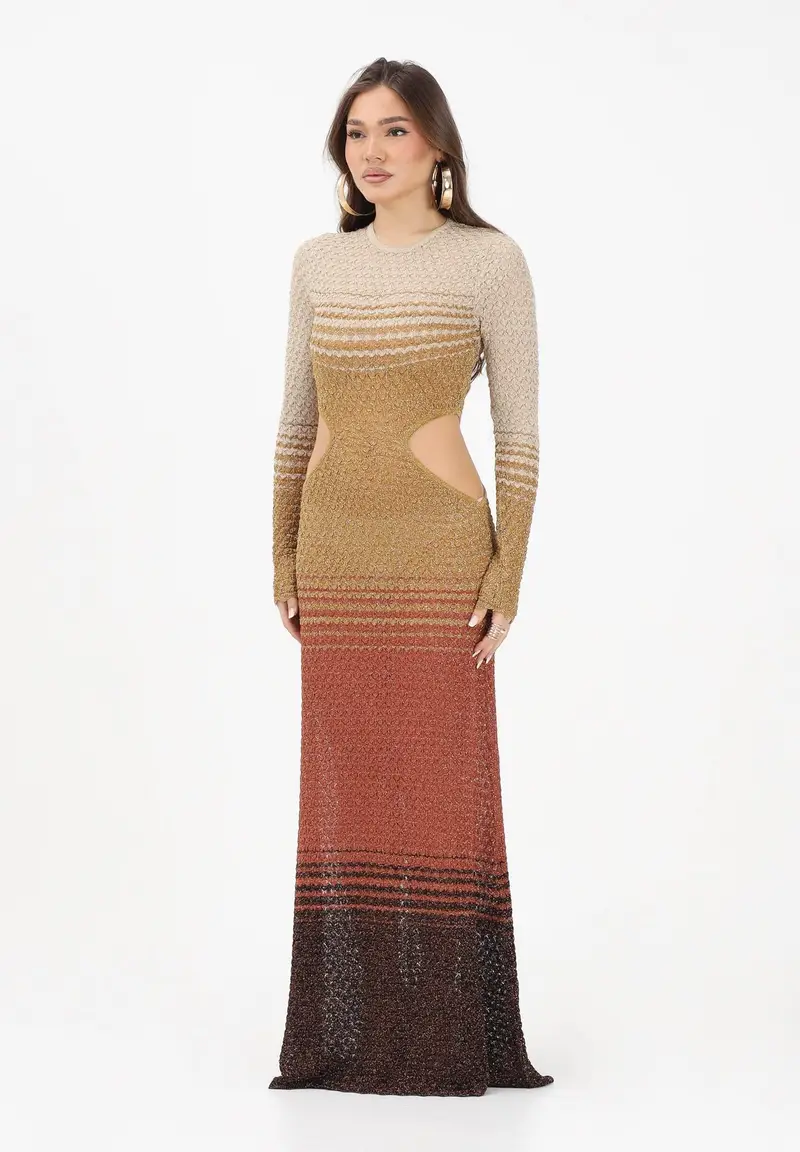 Abito lungo multicolore da donna con effetto sfumato