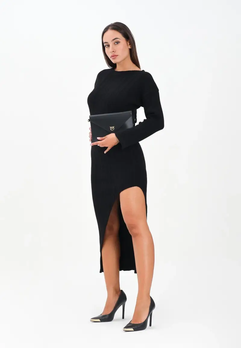 Abito midi nero da donna con scollo sul retro miniatura 2