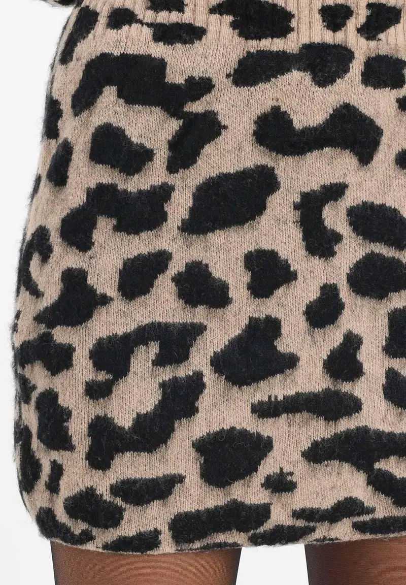 Gonna corta beige da donna con stampa animalier miniatura 3