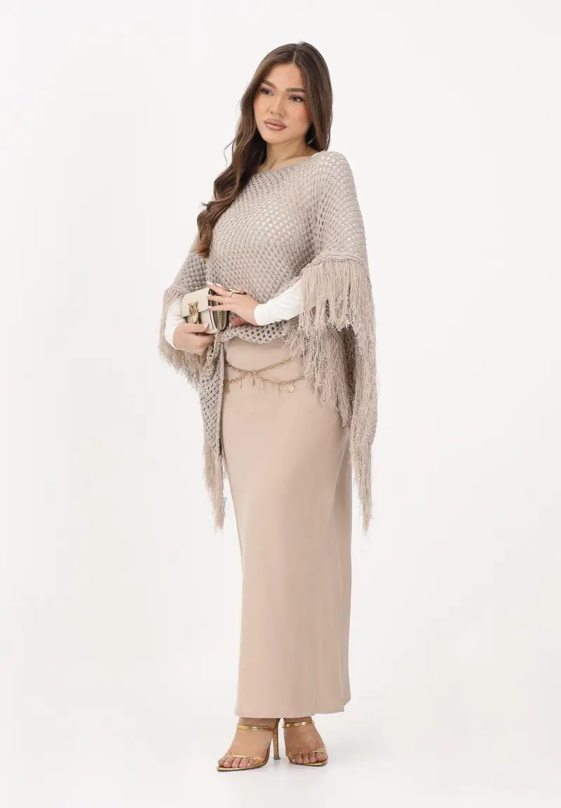 Gonna lunga beige da donna miniatura 2