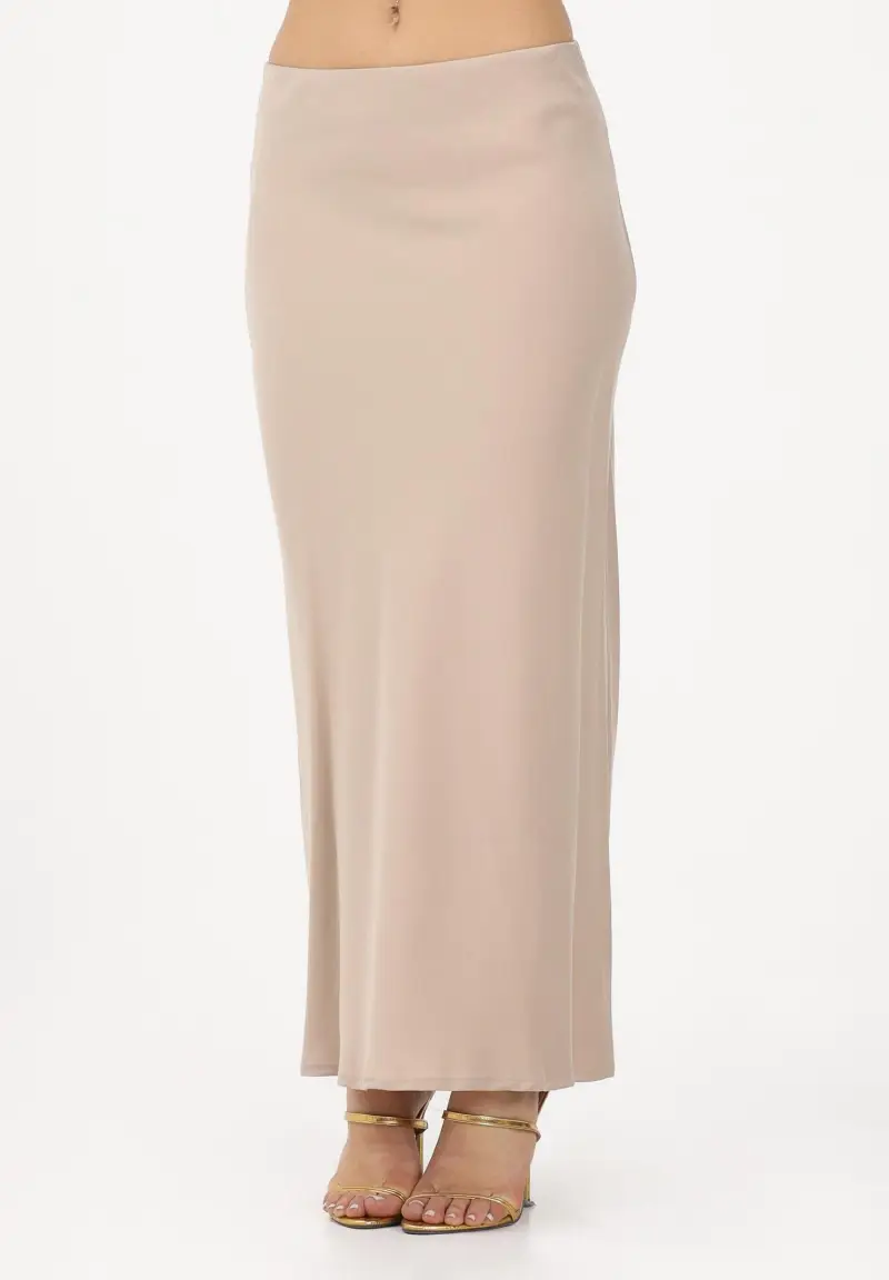Gonna lunga beige da donna
