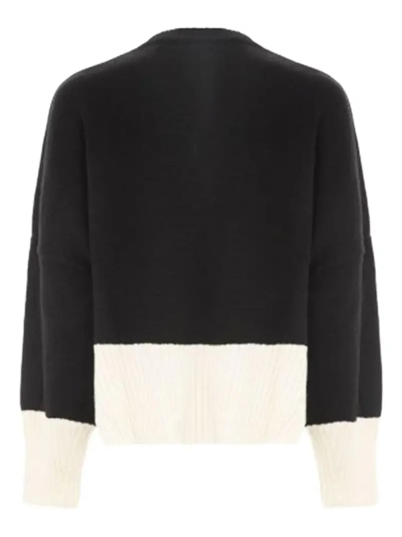 Maglia bicolor con profili a coste Nero miniatura 3