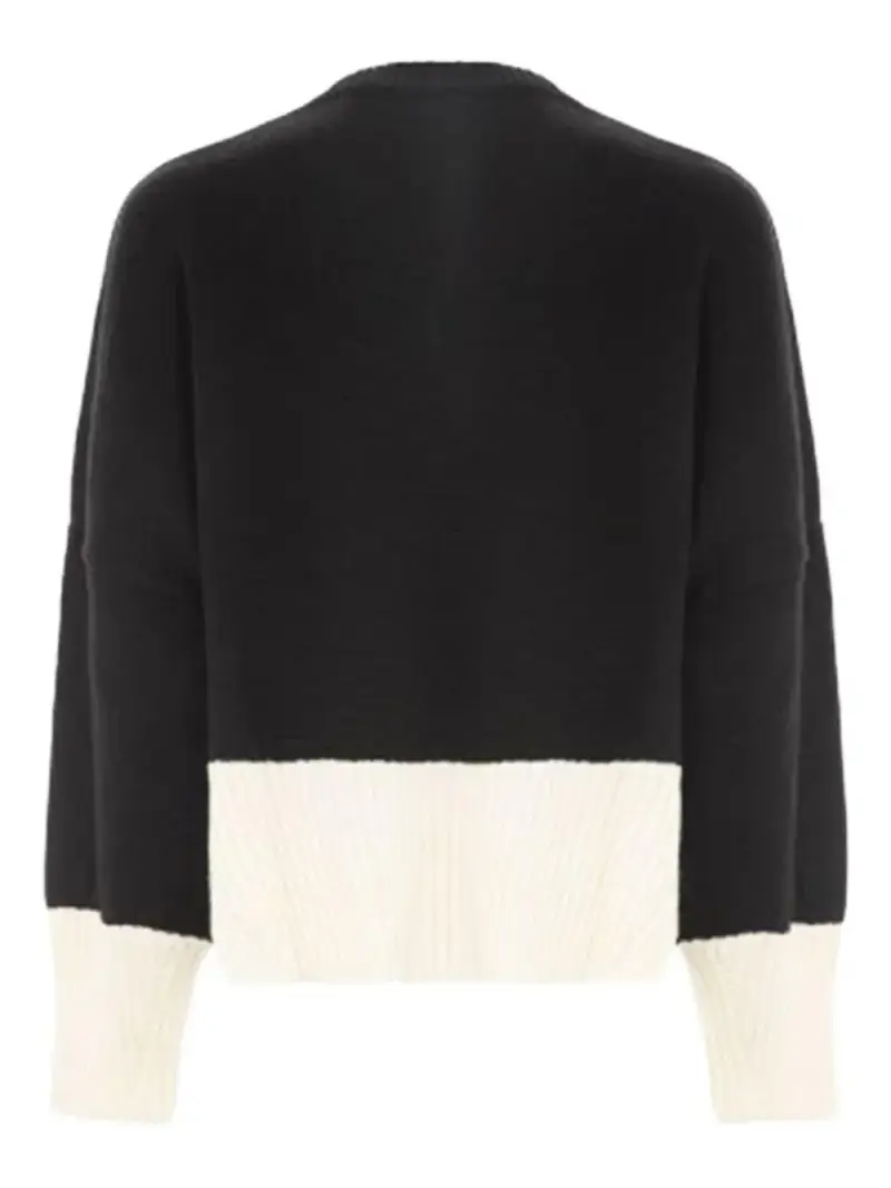 Maglia bicolor con profili a coste Nero miniatura 3