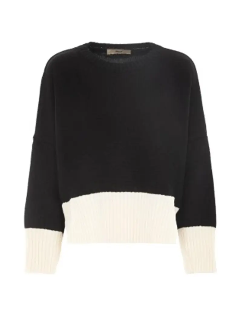 Maglia bicolor con profili a coste Nero