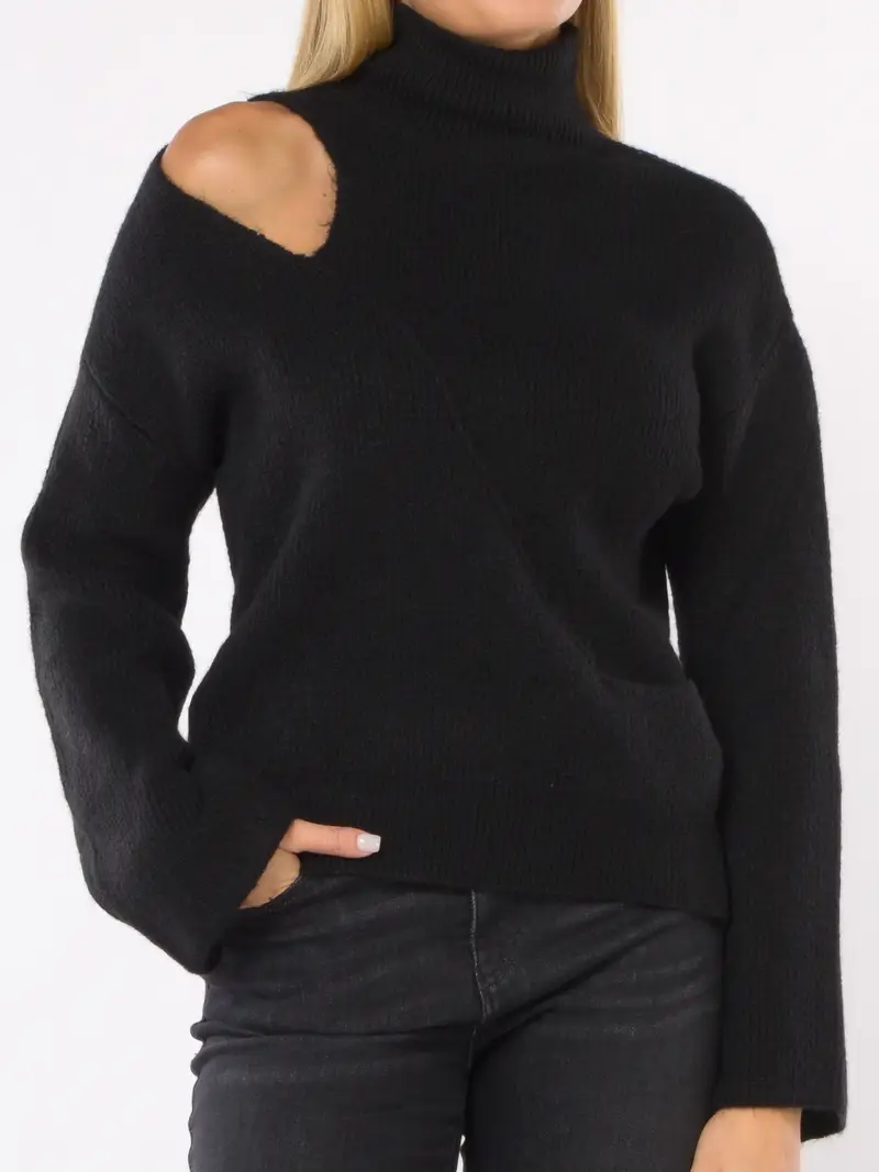 maglia da donna Akep a collo alto con oblo NERO