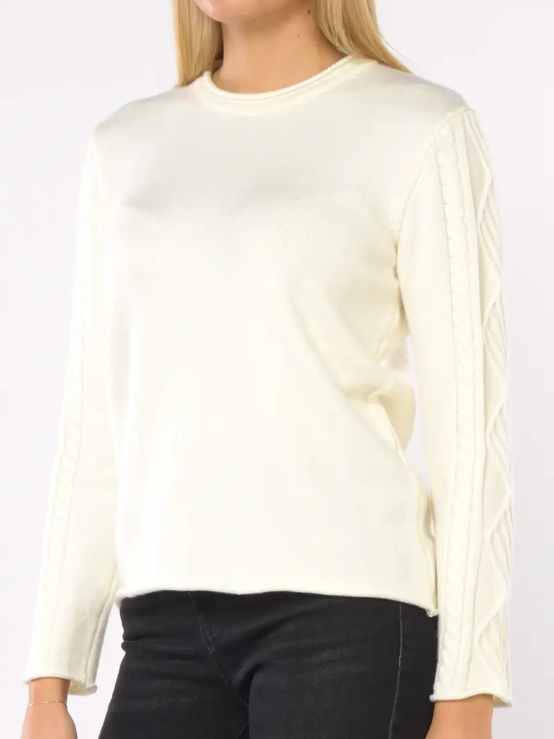 maglia da donna Akep a girocollo con lavorazioni BEIGE