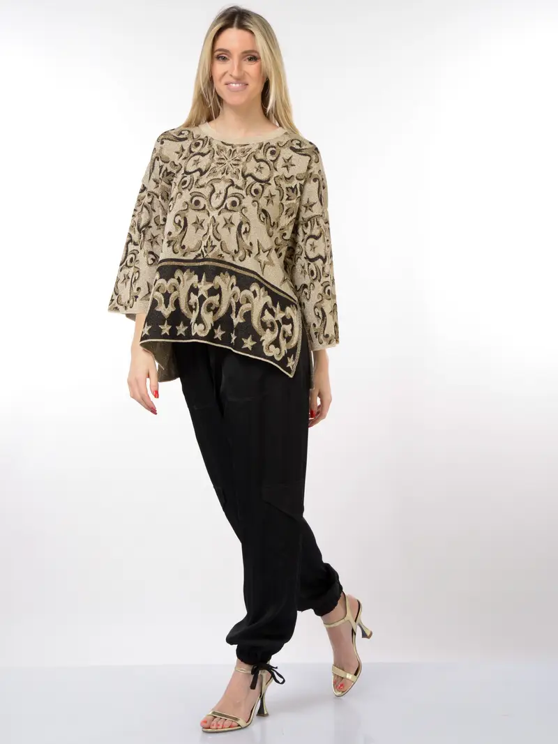 maglia da donna Akep boxy a fantasia jacquard NERO miniatura 2