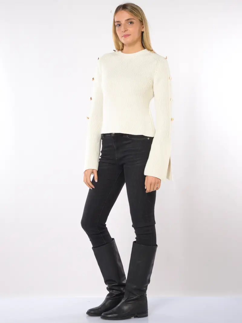 maglia da donna Akep con bottoni e spacchi BEIGE miniatura 2