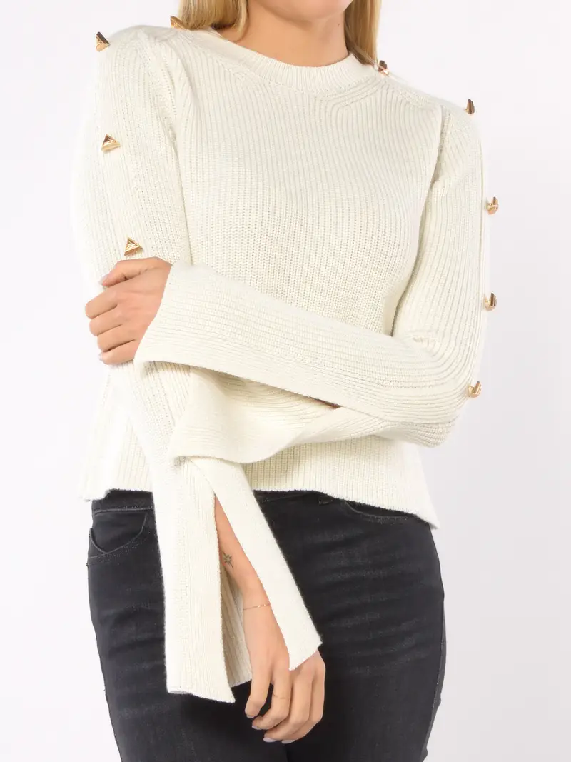 maglia da donna Akep con bottoni e spacchi BEIGE