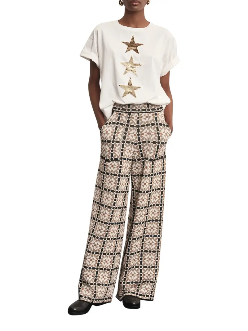 pantalone palazzo akep da donna - avorio