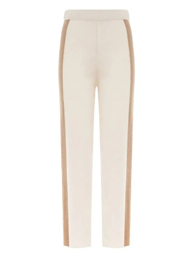 Pantalone panna con bande laterali cammello miniatura 2