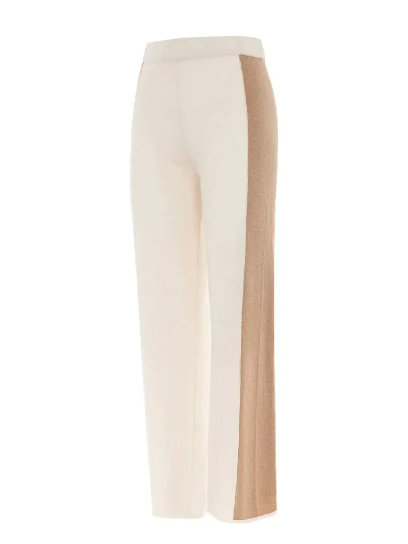 Pantalone panna con bande laterali cammello miniatura 3