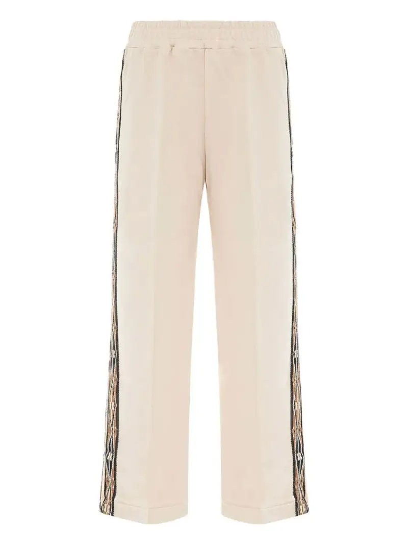 Pantalone panna con bande laterali ricamate miniatura 2