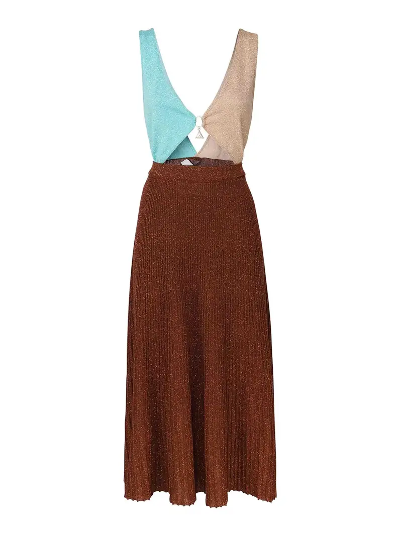 Vestito ritagliato con gonna fluida Beige