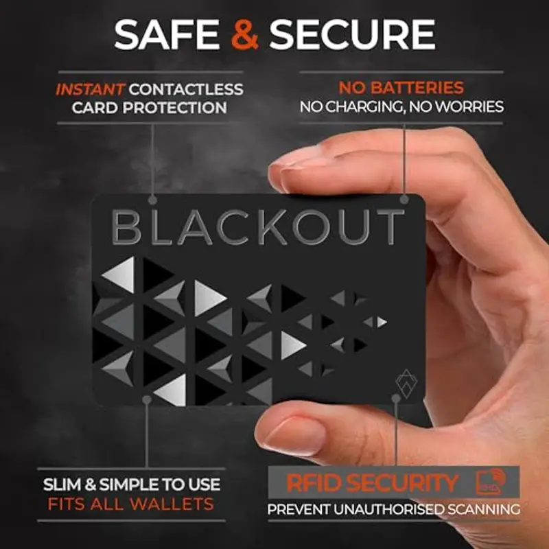 AKIELO BLACKOUT RFID Protection Card – Scheda Blocco RFID Anti-Frode Ultra Sottile – Proteggi Carte di Credito Contactless – Porta Carte con Protezione (Edizione Nera – 2 Pezzi) miniatura 2