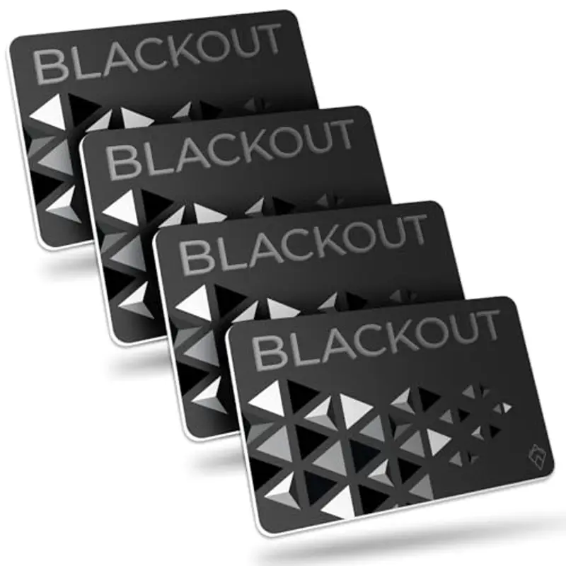 AKIELO BLACKOUT RFID Protection Card – Scheda Blocco RFID Anti-Frode Ultra Sottile – Proteggi Carte di Credito Contactless – Porta Carte con Protezione (Edizione Nera – 4 Pezzi)