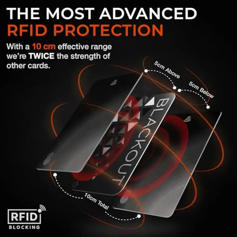 AKIELO BLACKOUT RFID Protection Card – Scheda Blocco RFID Anti-Frode Ultra Sottile – Proteggi Carte di Credito Contactless – Porta Carte con Protezione (Edizione Nero E Rosa – 2 Pezzi) miniatura 3