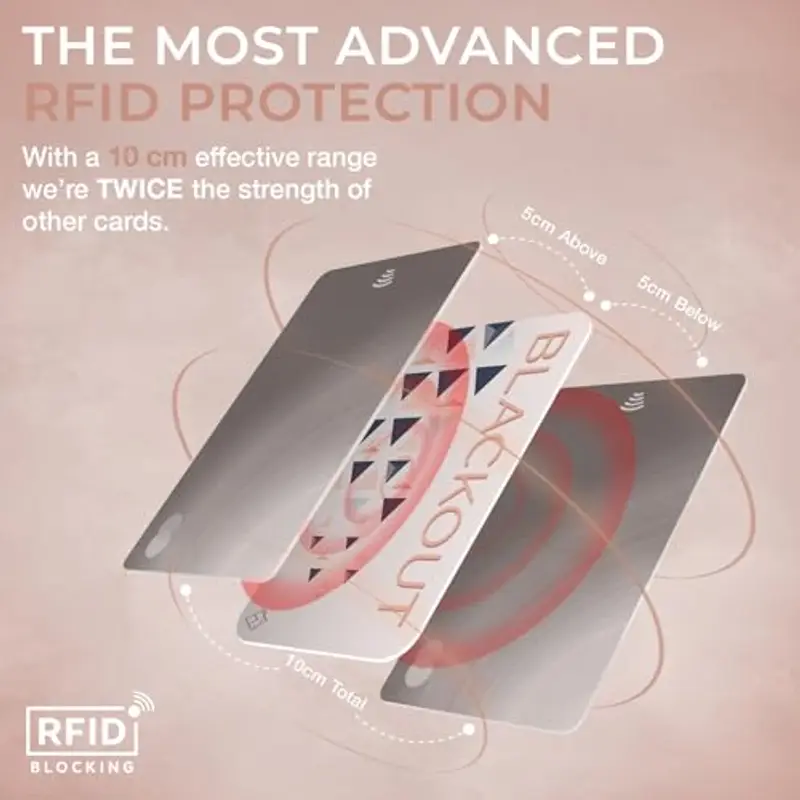 AKIELO BLACKOUT RFID Protection Card – Scheda Blocco RFID Anti-Frode Ultra Sottile – Proteggi Carte di Credito Contactless – Porta Carte con Protezione (Edizione Rosa – 2 Pezzi) miniatura 3