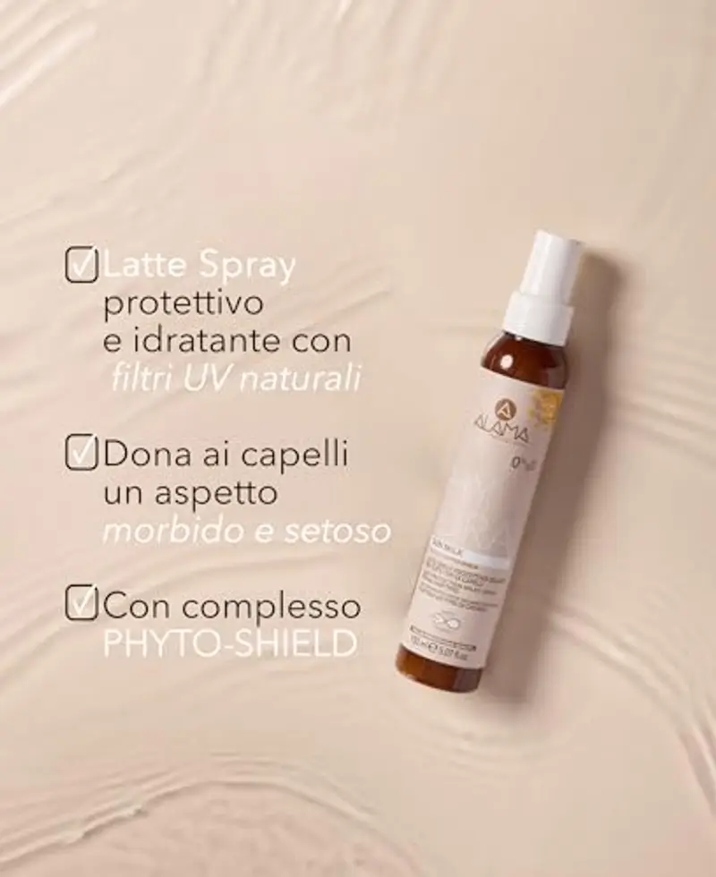 Alama Hydra Latte Spray Protettore Solare Capelli, Termoprotettore, Setificante e Salva-Colore con Filtri UV Naturali Anti-Inquinamento, 150 ml miniatura 3