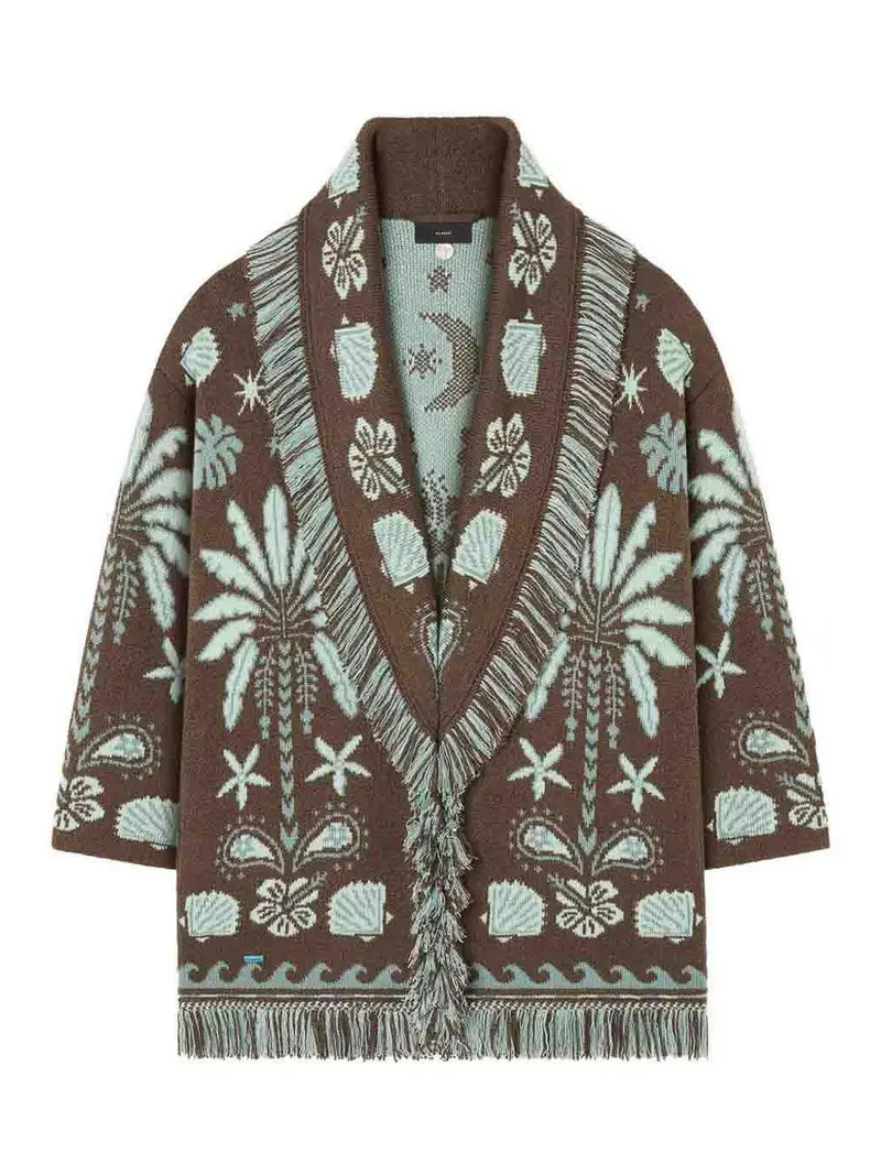 Cardigan in lana e cotone Echos Of The Island Marrone