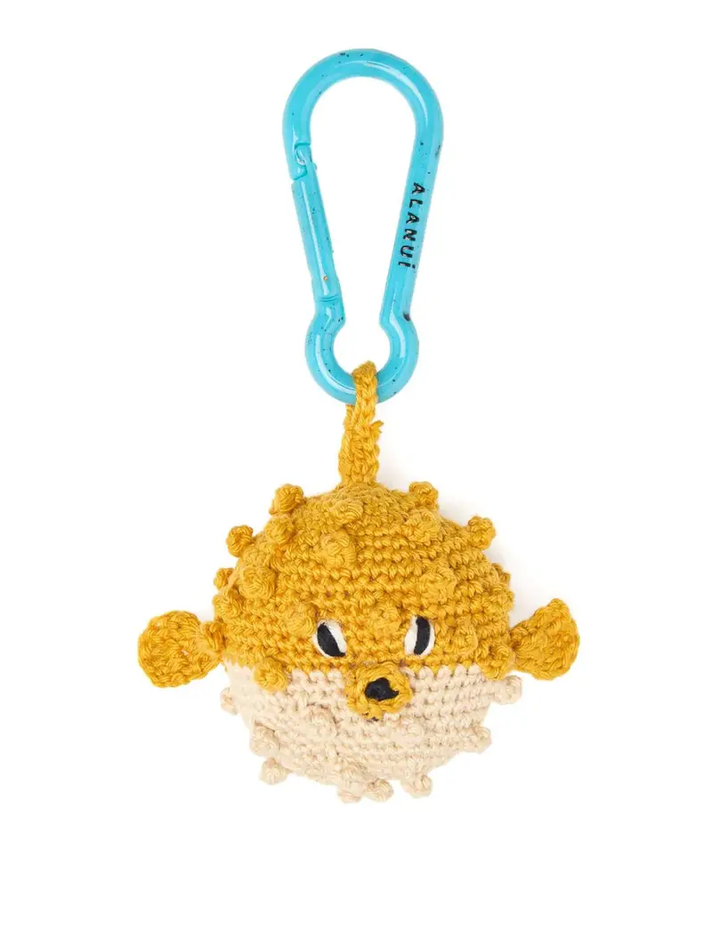 Portachiavi con pesce palla all uncinetto Giallo