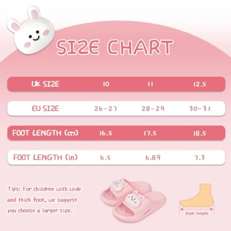 Alaoo Ciabatte da Spiaggia Bambini, Ciabatte da Spiaggia e Piscina, Ciabatte da spiaggia Bunny, Sandali da interno ed esterno, Antiscivolo e leggero, Adatto a ragazzi e ragazze(Rosa-26-27) miniatura 2