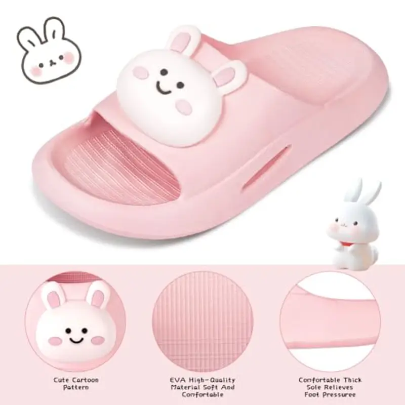 Alaoo Ciabatte da Spiaggia Bambini, Ciabatte da Spiaggia e Piscina, Ciabatte da spiaggia Bunny, Sandali da interno ed esterno, Antiscivolo e leggero, Adatto a ragazzi e ragazze(Rosa-30-31) miniatura 3