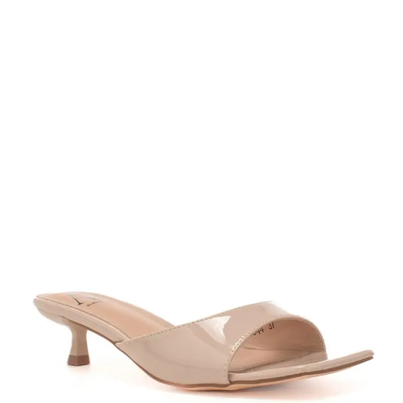 scarpe basse da donna con tacco a rocchetto beige miniatura 2