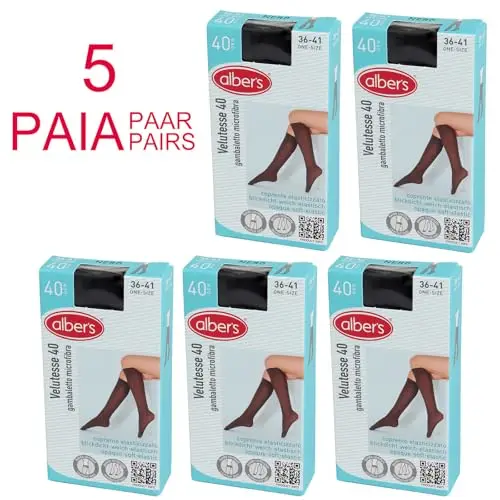 alber's VELUTESSE 40 - Pack da 5 - Gambaletto Donna in Microfibra Coprente, Bordo Alto Comfort, Semi-Opaco 40 DEN miniatura 3