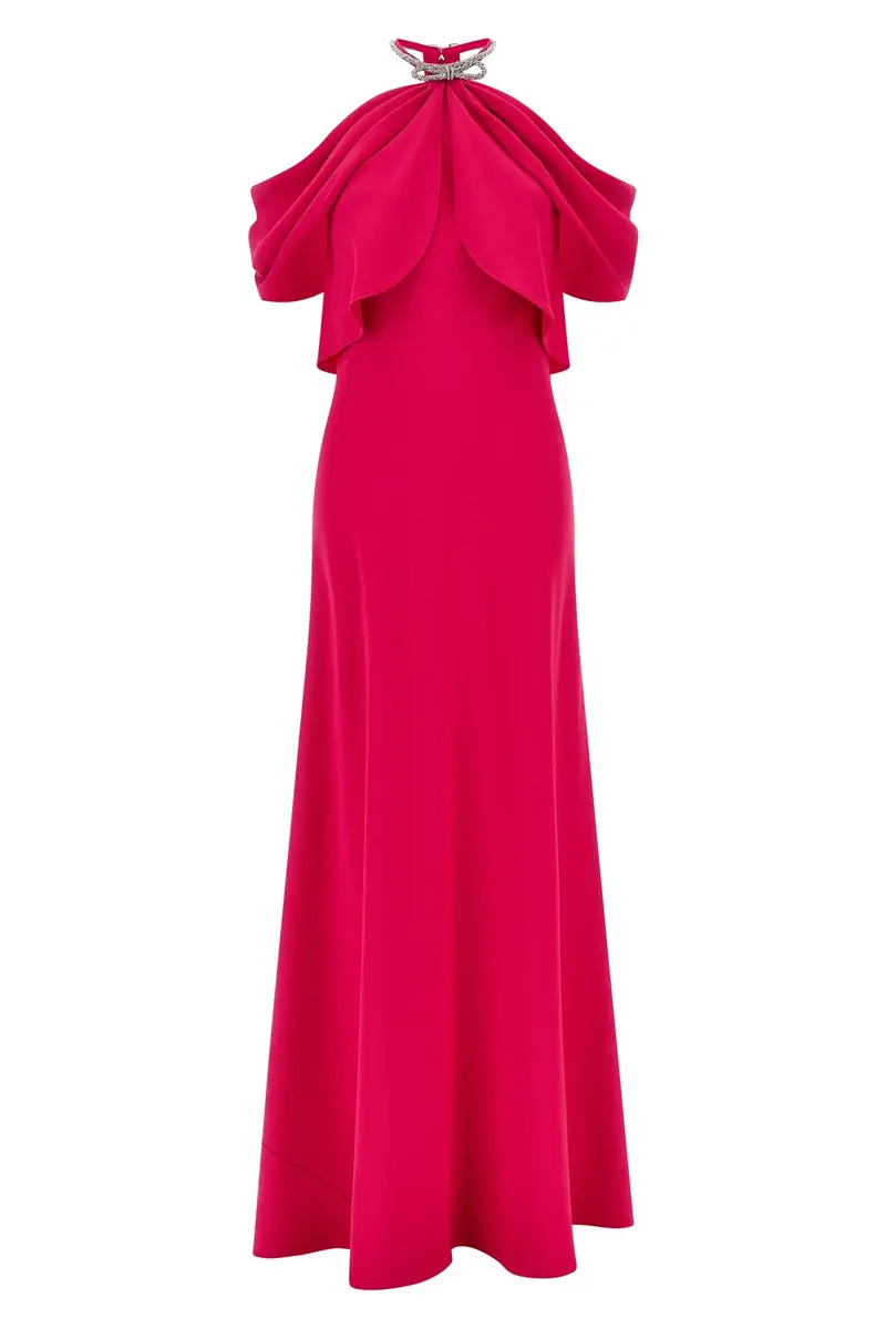 Abito Fiocco Strass Fuxia