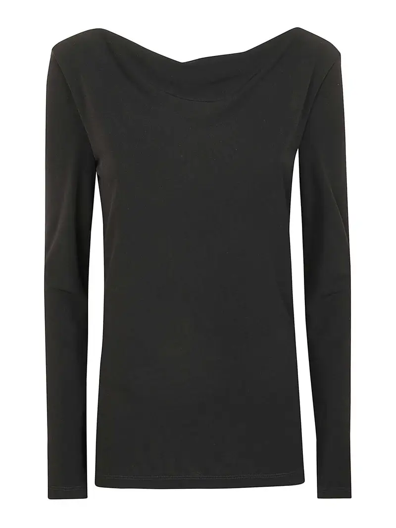 Blusa in jersey e tulle Nero