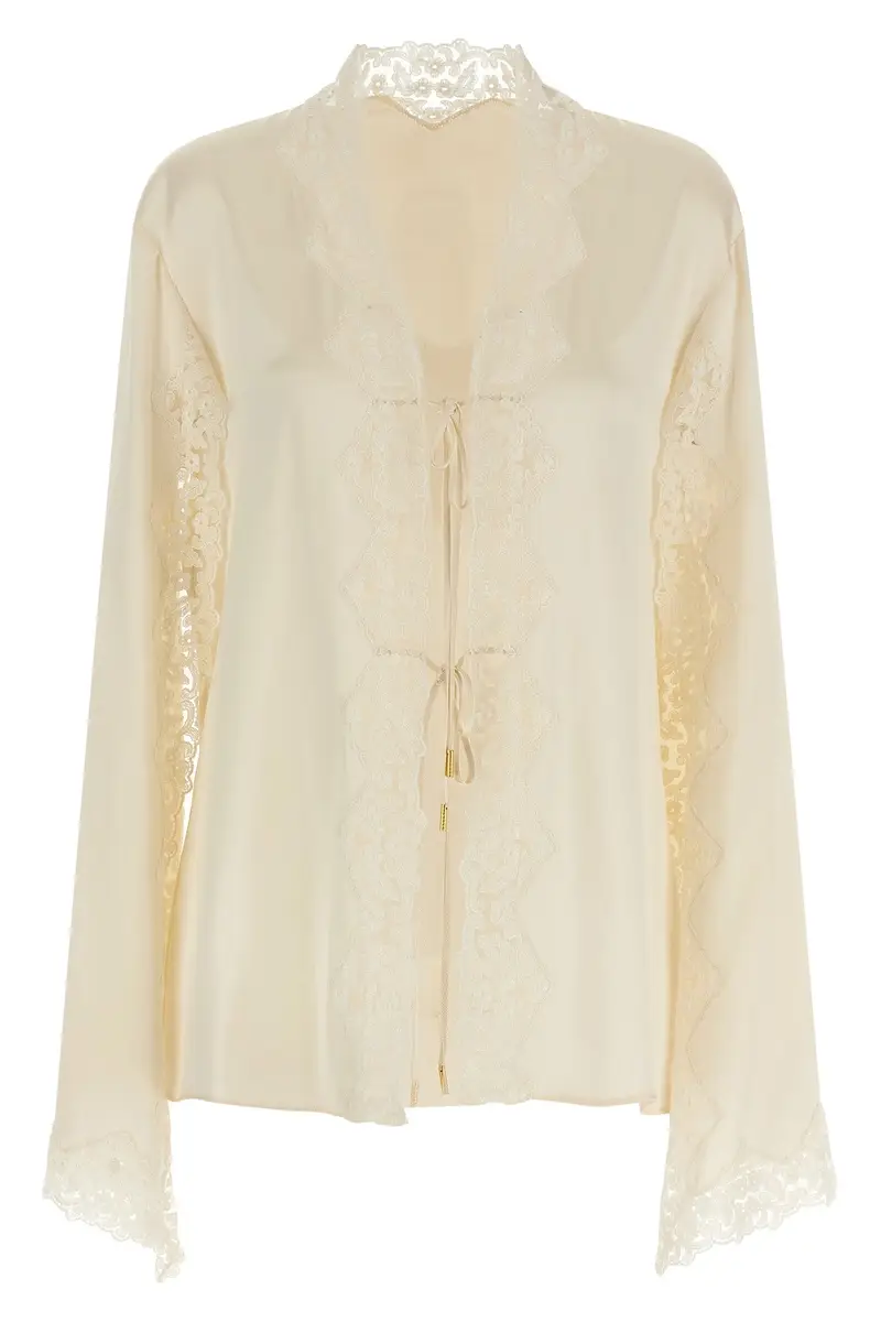 Camica Raso E Pizzo Beige