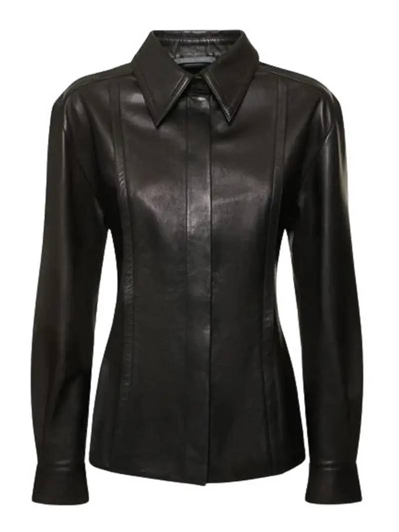 Camicia in pelle Nero