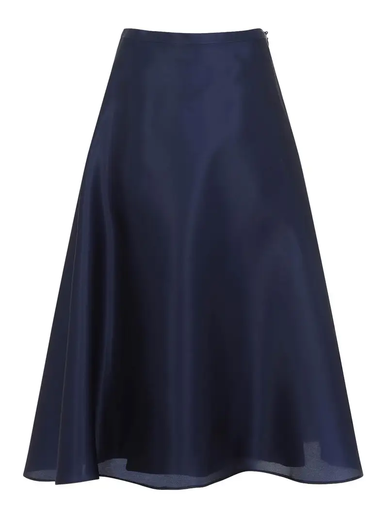 Gonna longuette in seta Blu