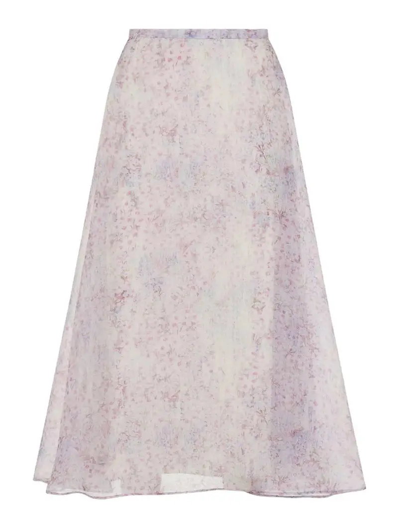 Gonna midi in organza stampata Viola