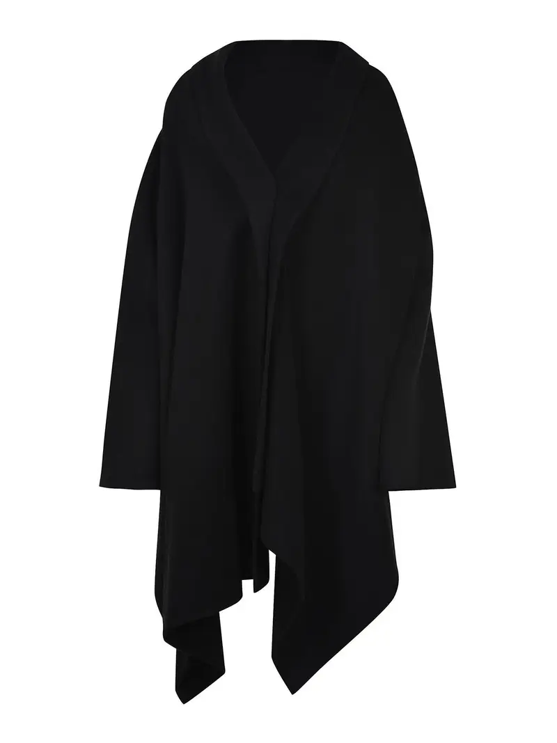 Mantello a V realizzato in lana e cashmere Nero