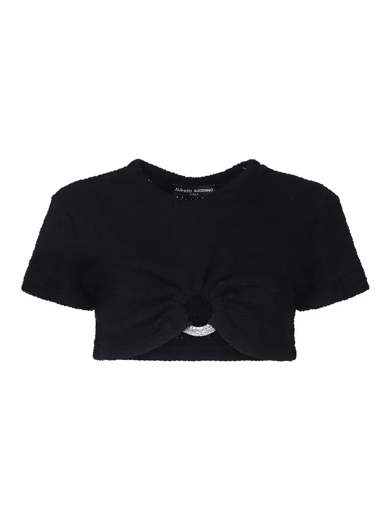 Maglione corto con dettaglio cut-out Nero