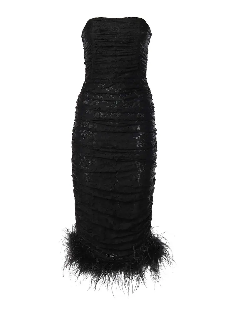 Vestito midi in pizzo Nero