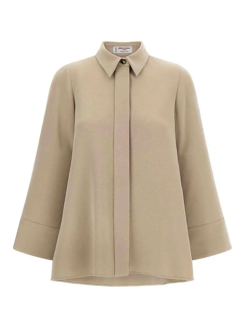 Camicia a maniche da 3/4 Beige
