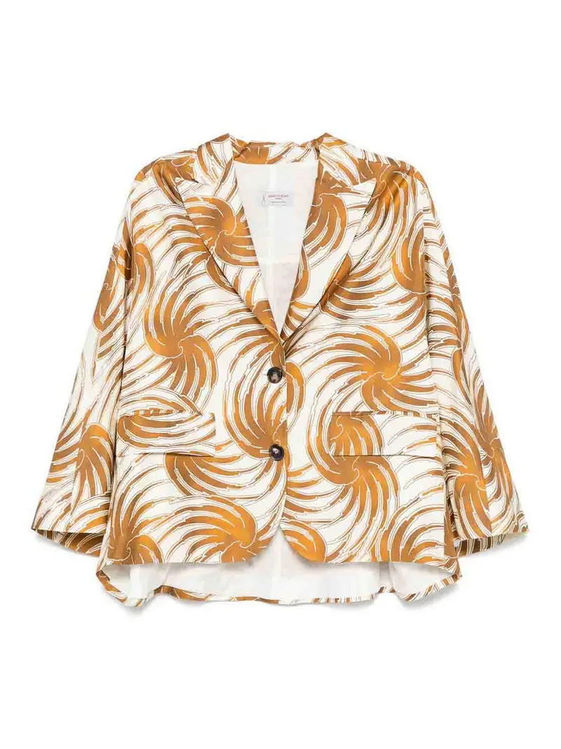 Giacca caban in seta stampata Beige