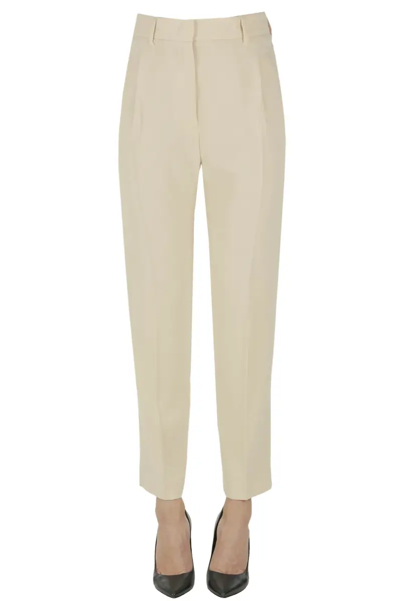 Pantaloni con pinces frontali Beige