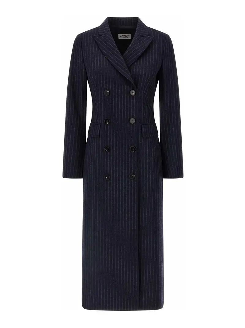 Pinstripe cappotto Blu