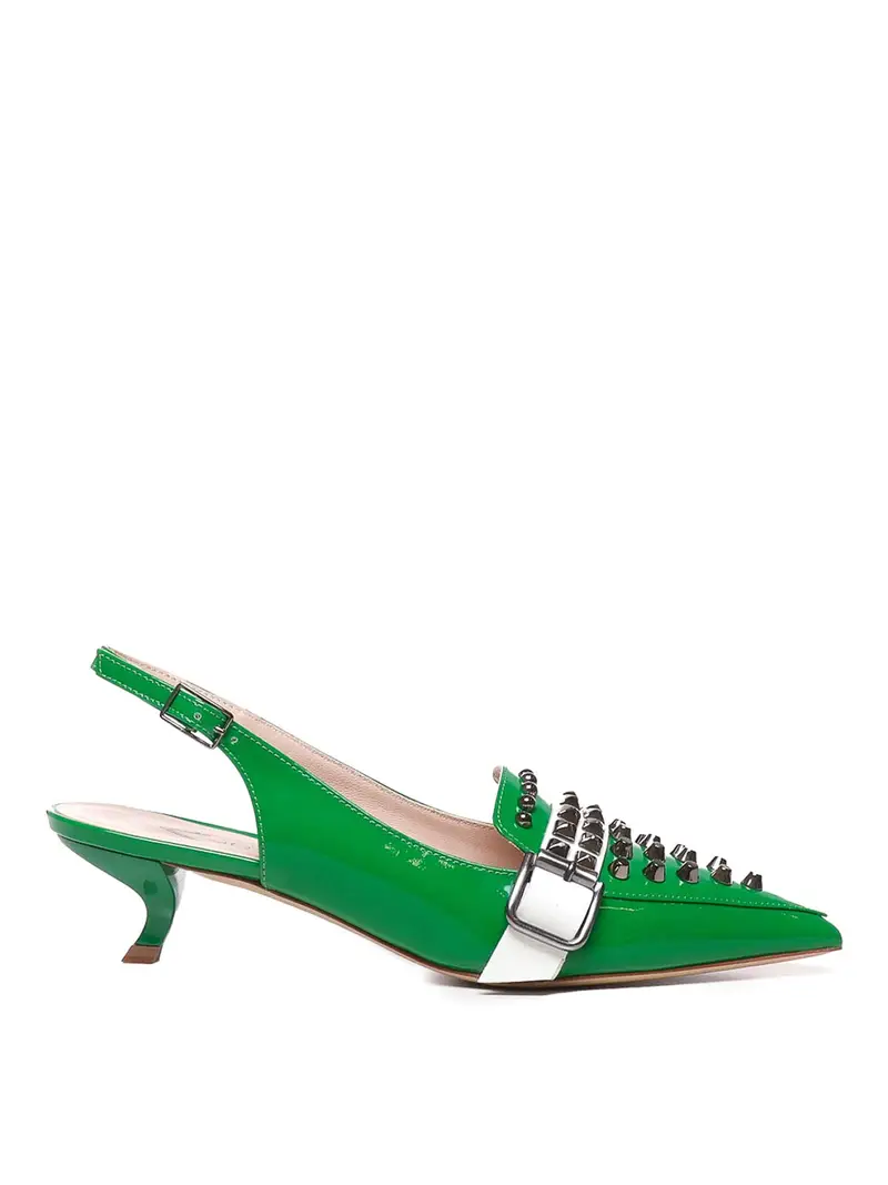 Slingback con borchie Verde