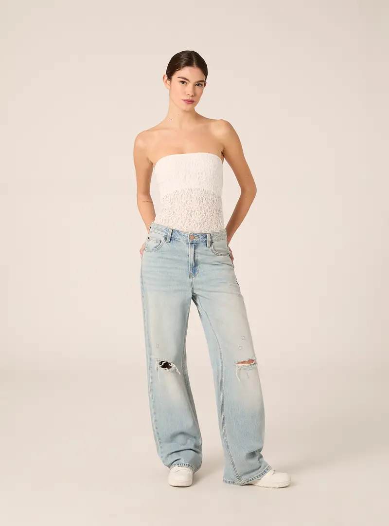 Body a fascia in pizzo WH3 WHITE