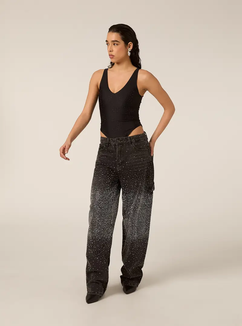 Body con strass BK1 BLACK