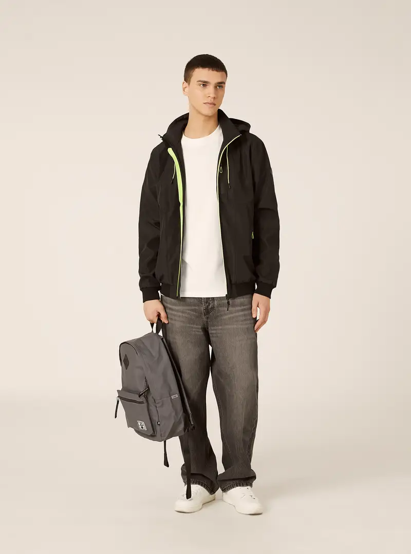 Bomber antivento con cappuccio BK1 BLACK